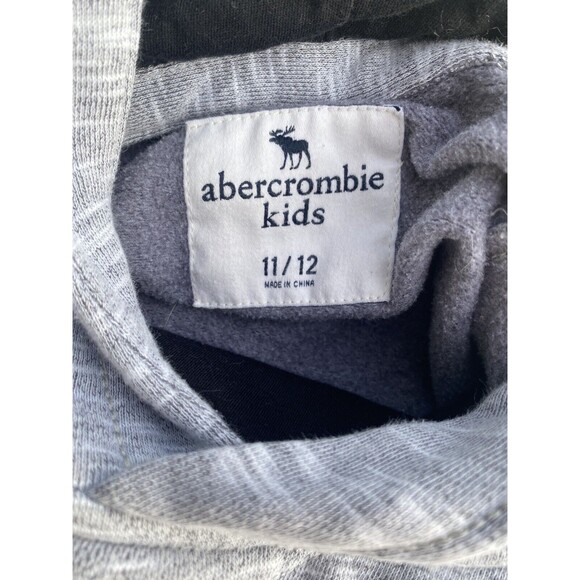Abercrombie Kids Gray Pullover Hoodie Sweatshirt Quilted Cotton Blend 11/12 Boys - Picture 3 of 11